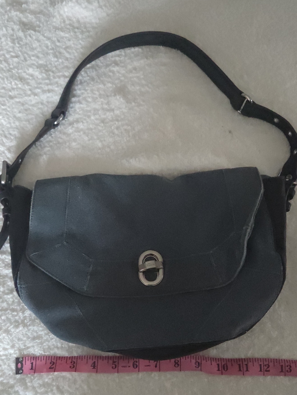 Aimee Kestenberg Black & Denim Shoulder Bag with Silver Turn-Lock